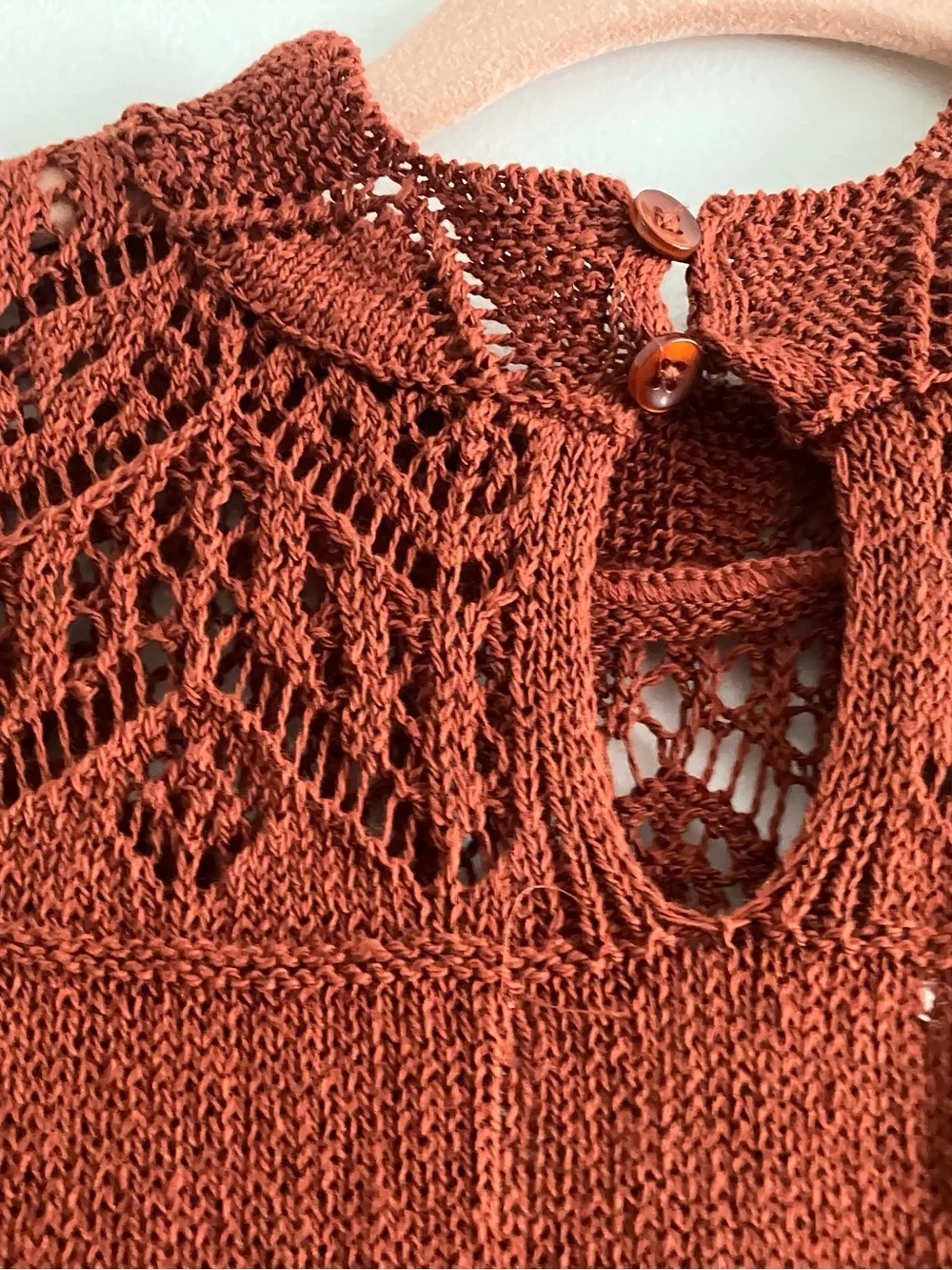 Anthropologie Crochet Knit Maxi Dress in Rust NWOT XL - Picture 9 of 9